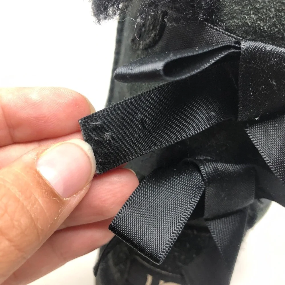 Ugg Bailey Bow Tie Boot Black Faux Fur Lined Girls 11 Winter Cozy